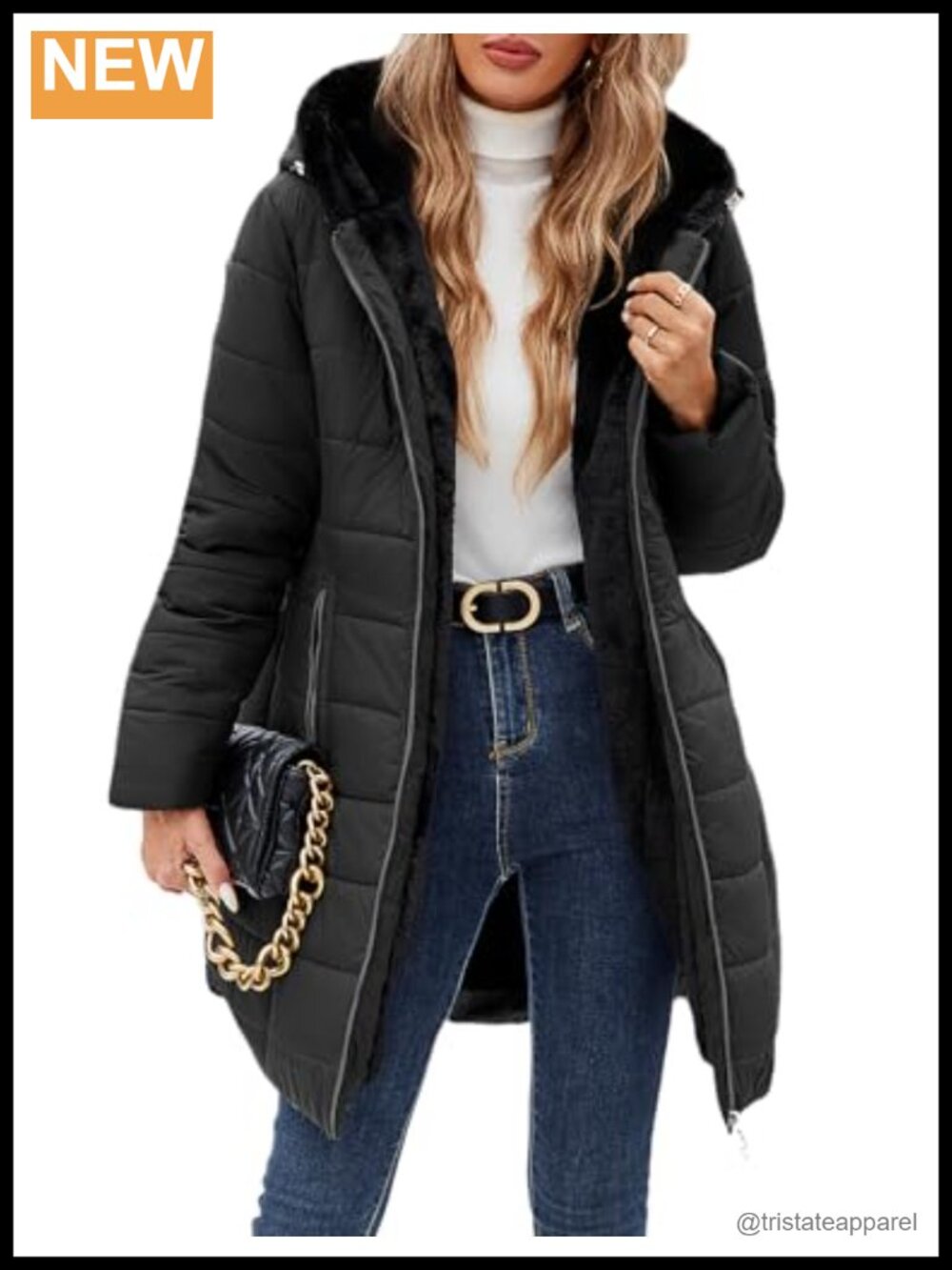 Women's Winter Puffer Coat Warm Fleece Lined Down Jacket Hooded Slim Fit